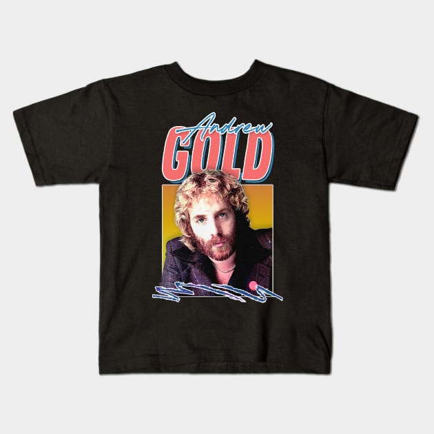 Andrew Gold / Reto 80s Style Fan Design Kids T-Shirt by DankFutura